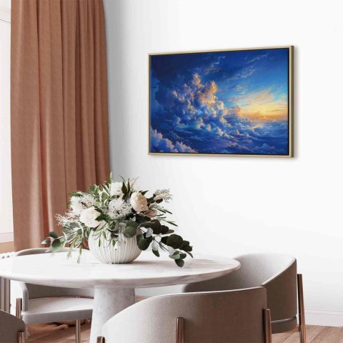Obraz - Gdy niebo staje się płótnem: artystyczne dzieło natury w chmurach 120x80 W ramie drewnianej naturalnej
