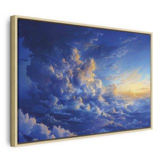 Obraz - Gdy niebo staje się płótnem: artystyczne dzieło natury w chmurach 60x40 W ramie drewnianej naturalnej