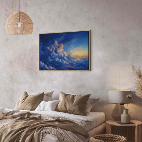 Obraz - Gdy niebo staje się płótnem: artystyczne dzieło natury w chmurach 60x40 W ramie drewnianej naturalnej