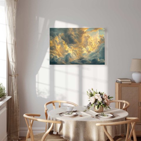 Obraz - Ostatnie tchnienie dnia: chmury rozświetlone wieczornym blaskiem 60x40 Standard