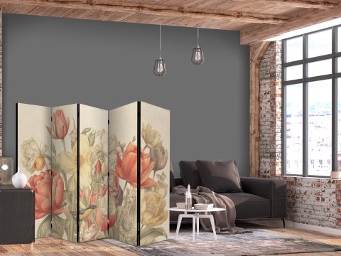 Parawan - Bukiet z tulipanami - kolorowe kwiaty na jasnym tle - ilustracja 225x172 Dwustronny