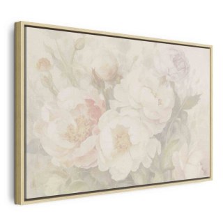Obraz - Piwonie we mgle 120x80 W ramie drewnianej naturalnej