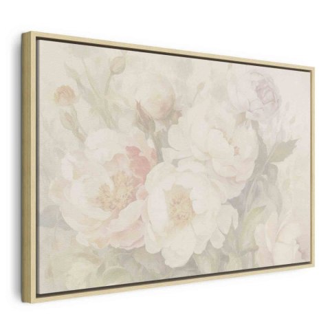 Obraz - Piwonie we mgle 120x80 W ramie drewnianej naturalnej