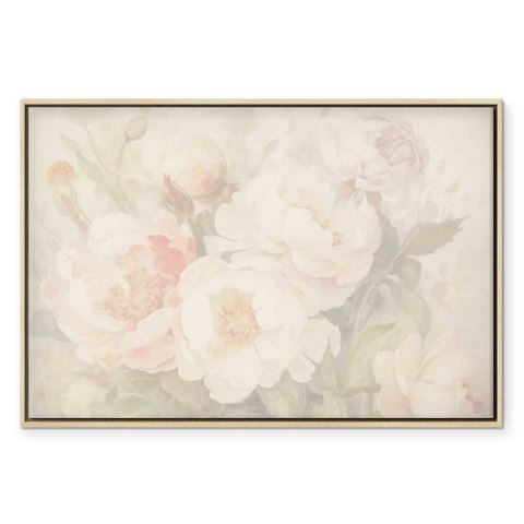 Obraz - Piwonie we mgle 60x40 W ramie drewnianej naturalnej
