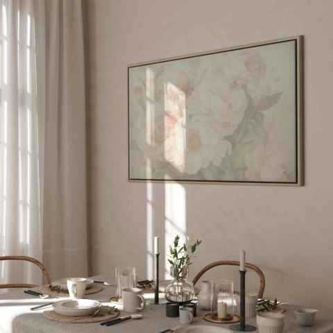 Obraz - Piwonie we mgle 60x40 W ramie drewnianej naturalnej