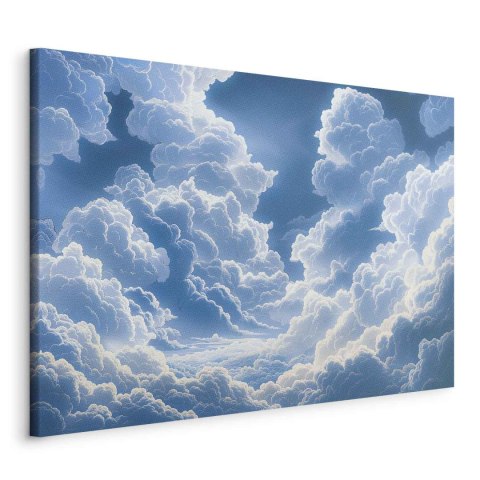 Obraz - Niebieskie niebo przełamujące się przez białe puchate chmury 60x40 Standard