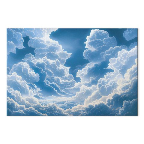 Obraz - Niebieskie niebo przełamujące się przez białe puchate chmury 60x40 Standard