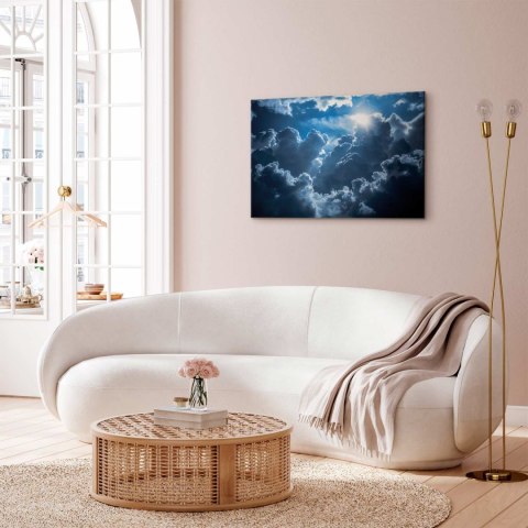 Obraz - Ożywiona sceneria: Słońce walczące z chmurami 30x20 Standard
