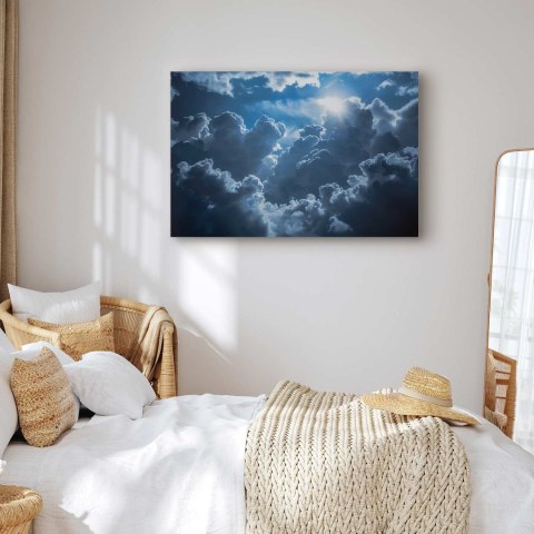 Obraz - Ożywiona sceneria: Słońce walczące z chmurami 60x40 Standard