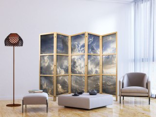 Parawan japoński - Złote refleksy na obłokach chmur zapowiadających zmierzch 225x172