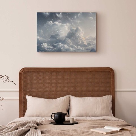 Obraz - Astralny spokój: Gwiazdy rozsypane nad delikatnymi chmurami 30x20 Premium Print
