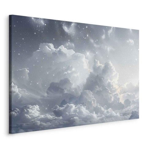 Obraz - Astralny spokój: Gwiazdy rozsypane nad delikatnymi chmurami 90x60 Standard