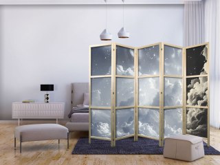 Parawan japoński - Astralny spokój: Gwiazdy rozsypane nad delikatnymi chmurami 225x172