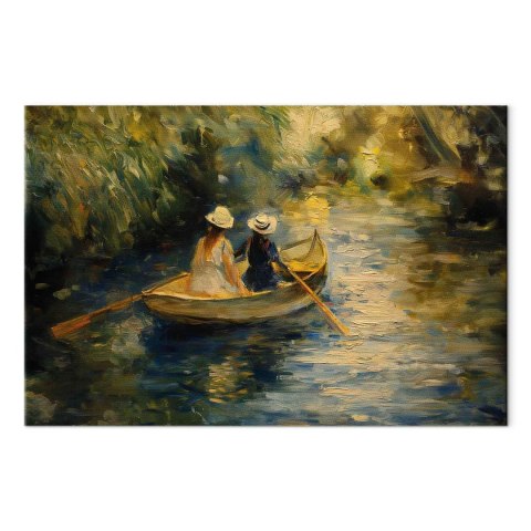 Obraz - Przeprawa łódką - obraz dwóch kobiet płynących łódką na rzece 30x20 Premium Print