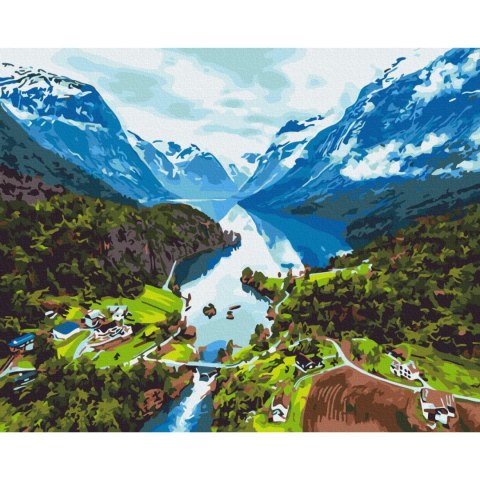 Obraz do samodzielnego malowania - Alpejska dolina 50x40