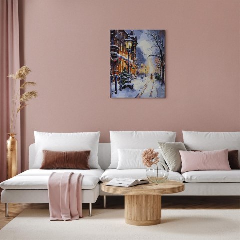 Obraz do samodzielnego malowania - Blask latarni w zimie 40x50