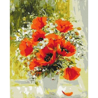 Obraz do samodzielnego malowania - Bukiet polnych maków 40x50