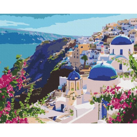 Obraz do samodzielnego malowania - Dachy  Santorini 50x40