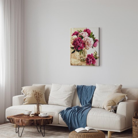 Obraz do samodzielnego malowania - Kompozycja z piwoniami 40x50