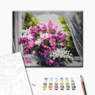 Obraz do samodzielnego malowania - Kwiaty w oknie 50x40