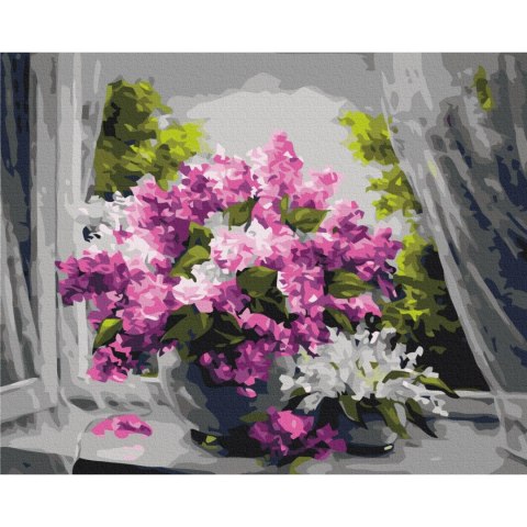 Obraz do samodzielnego malowania - Kwiaty w oknie 50x40