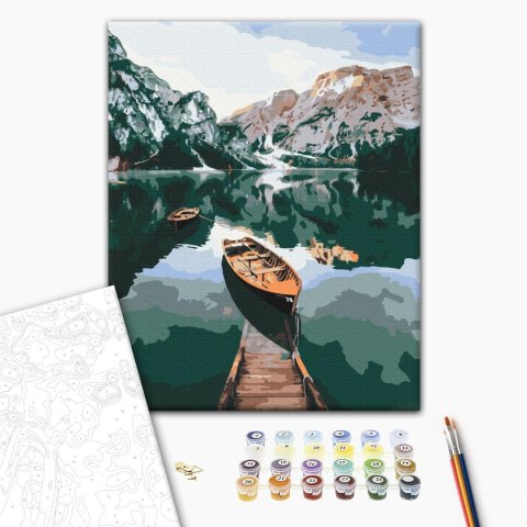 Obraz do samodzielnego malowania - Łodzie w Dolomitach 40x50