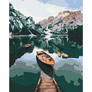 Obraz do samodzielnego malowania - Łodzie w Dolomitach 40x50