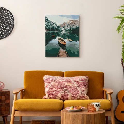 Obraz do samodzielnego malowania - Łodzie w Dolomitach 40x50