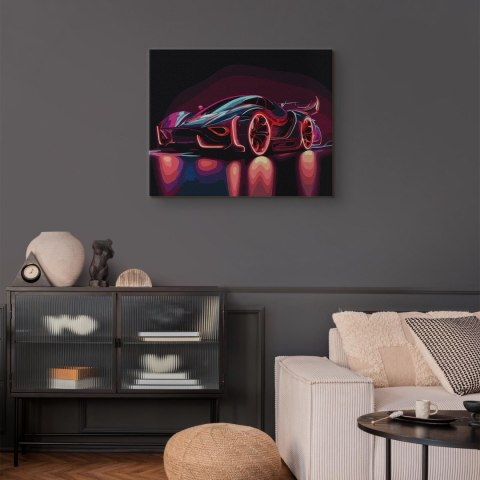 Obraz do samodzielnego malowania - Neonowy samochód 50x40
