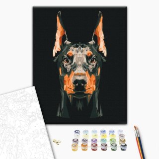 Obraz do samodzielnego malowania - Skupiony doberman 40x50