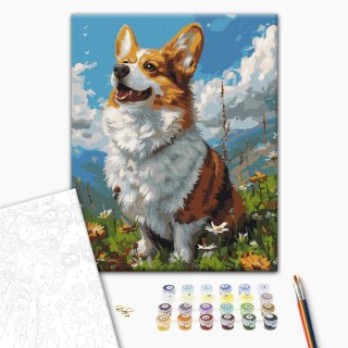 Obraz do samodzielnego malowania - Słoneczny Corgi 40x50