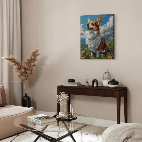 Obraz do samodzielnego malowania - Słoneczny Corgi 40x50