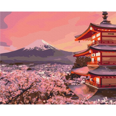 Obraz do samodzielnego malowania - Świątynia na tle Fuji 50x40