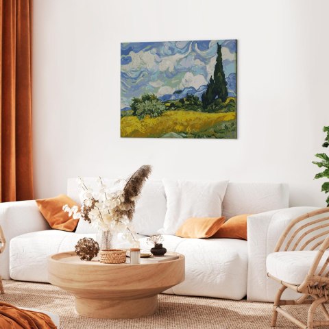 Obraz do samodzielnego malowania - Vincent Van Gogh - Pole pszenicy z cyprysami 50x40
