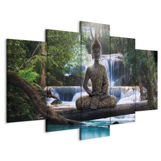 Obraz - Budda i wodospad 225x112.5 Na płótnie włoskim