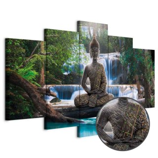 Obraz - Budda i wodospad 225x112.5 Premium Print