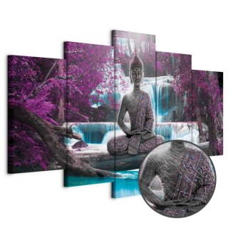 Obraz - Wodospad i Budda 100x50 Premium Print