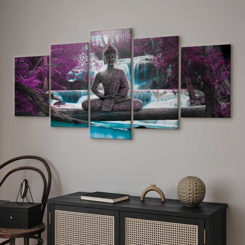 Obraz - Wodospad i Budda 200x100 Premium Print