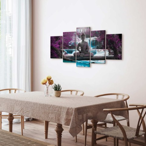 Obraz - Wodospad i Budda 200x100 Standard