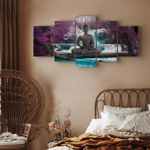 Obraz - Wodospad i Budda 225x112.5 Standard