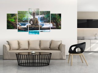 Obraz na szkle akrylowym - Budda i wodospad 100x50
