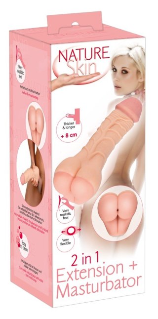2in1 Masturbator, nakładka przedłużająca penis