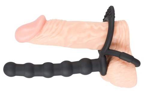 Pierścień na penis z dildo do analnej penetracji