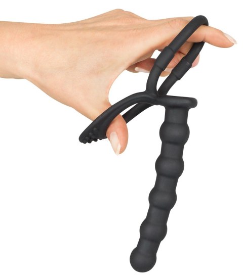 Pierścień na penis z dildo do analnej penetracji