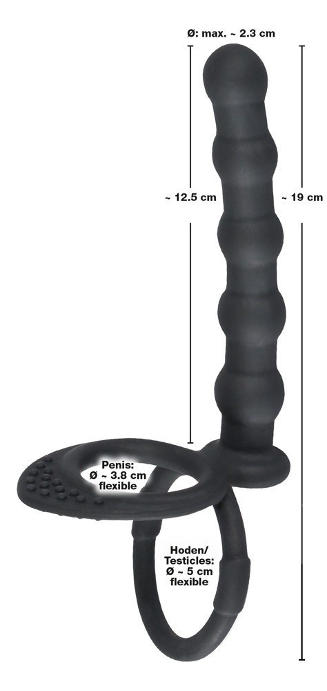 Pierścień na penis z dildo do analnej penetracji