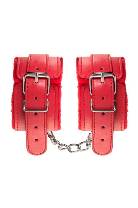 Anonymo handcuffs, PU leather, red, 27 cm