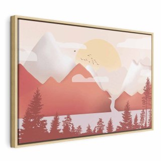 Obraz - Krajobraz o zachodzie (1-częściowy) szeroki 60x40 W ramie drewnianej naturalnej