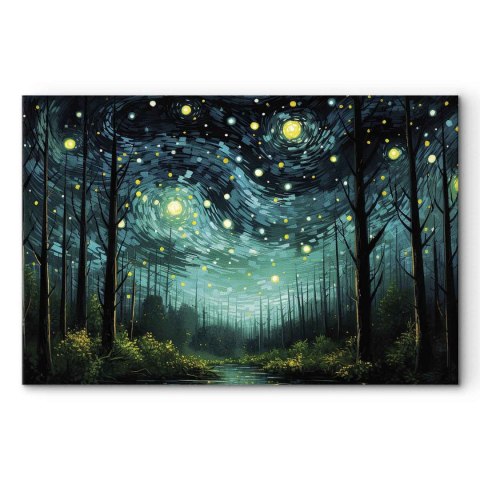 Obraz XXL - Gwieździsta noc - współczesna wersja nocnego nieba Van Gogha 200x133