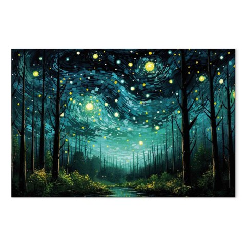 Obraz - Gwieździsta noc - współczesna wersja nocnego nieba Van Gogha 30x20 Akustyczny