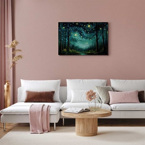 Obraz - Gwieździsta noc - współczesna wersja nocnego nieba Van Gogha 60x40 Na płótnie włoskim